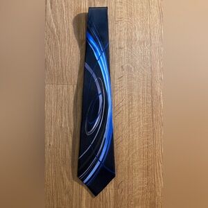J. Garcia Men’s Silk Tie Black With Blue Abstract Design